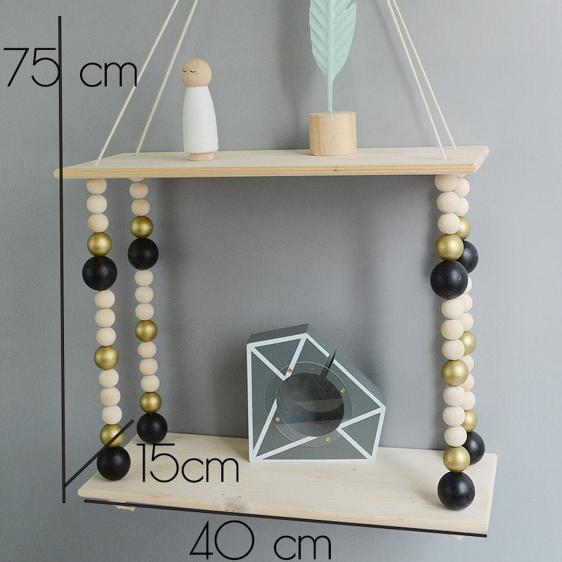 Kids Room Wooden Wall Hanging Shelf Nordic Decor