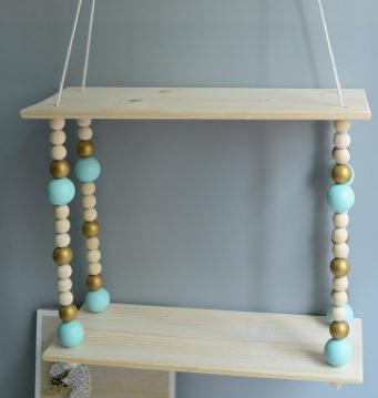 Kids Room Wooden Wall Hanging Shelf Nordic Decor