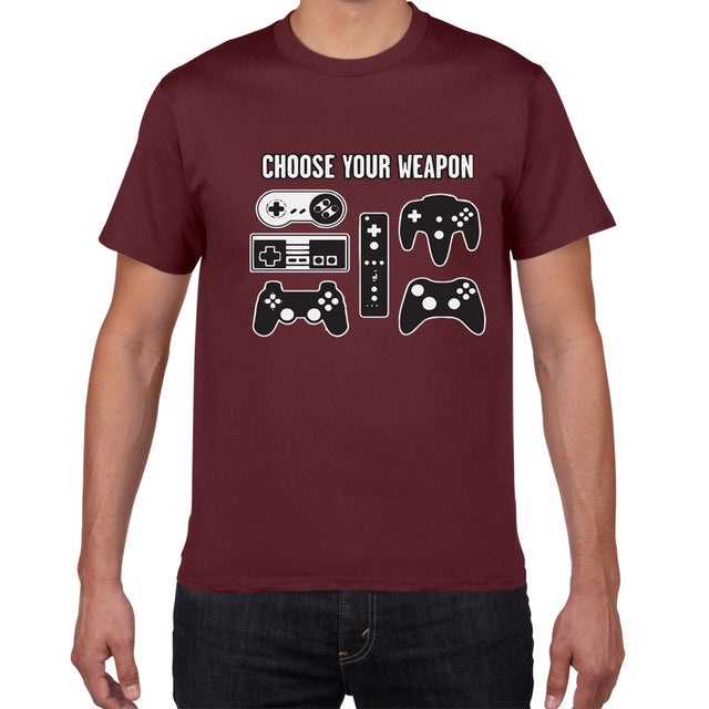 Mens Funny Choose Your Weapon Gamer Video Games Tshirt Top Tee