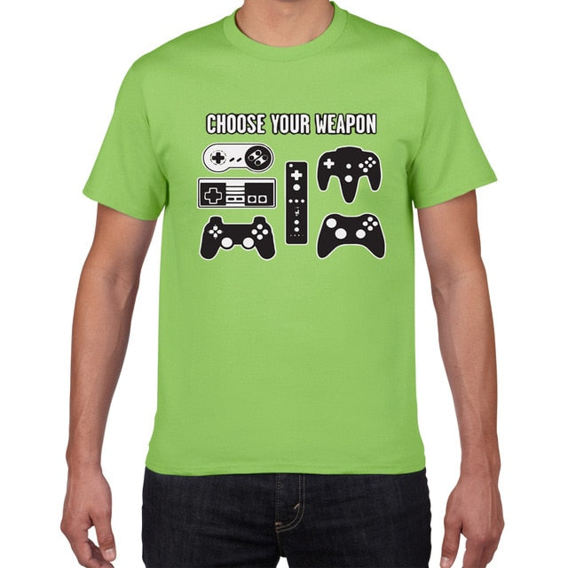 Mens Funny Choose Your Weapon Gamer Video Games Tshirt Top Tee