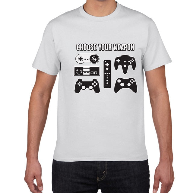 Mens Funny Choose Your Weapon Gamer Video Games Tshirt Top Tee