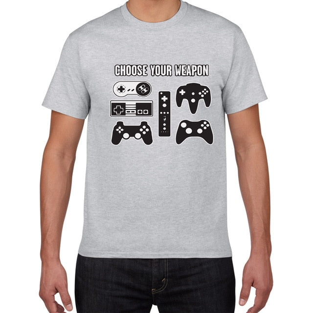 Mens Funny Choose Your Weapon Gamer Video Games Tshirt Top Tee