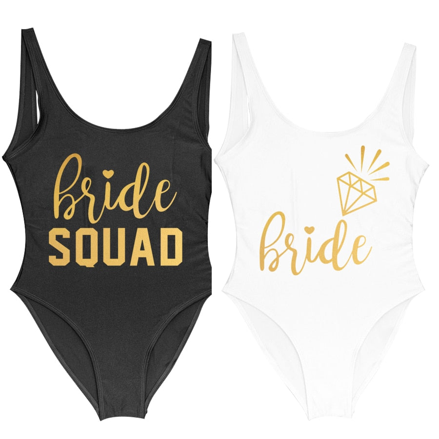 Bachelorette One Piece Swimsuit Bride Squad