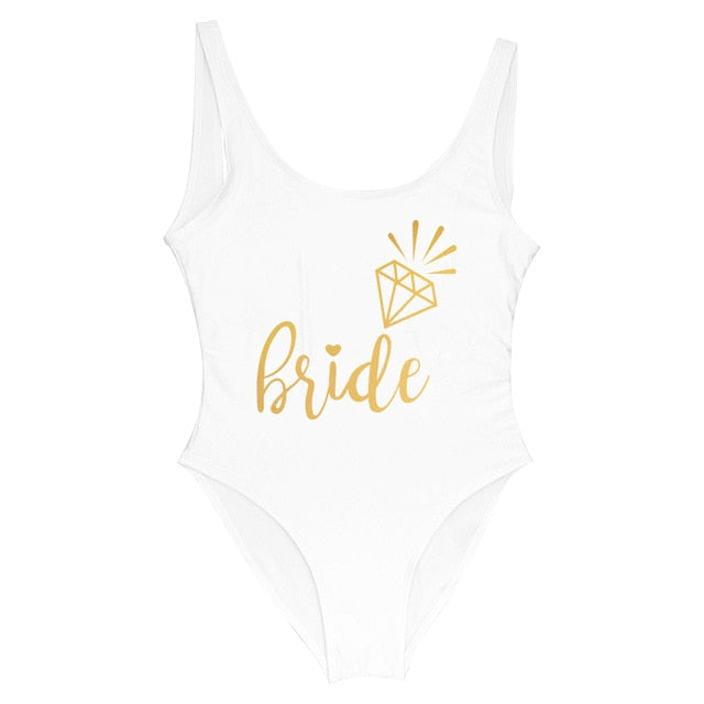 Bachelorette One Piece Swimsuit Bride Squad