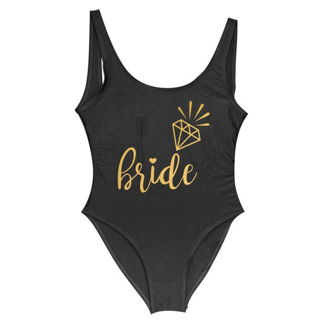 Bachelorette One Piece Swimsuit Bride Squad