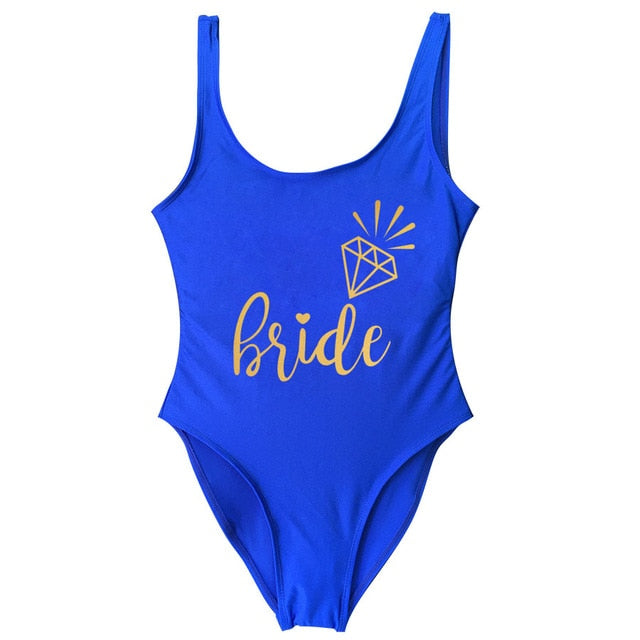 Bachelorette One Piece Swimsuit Bride Squad