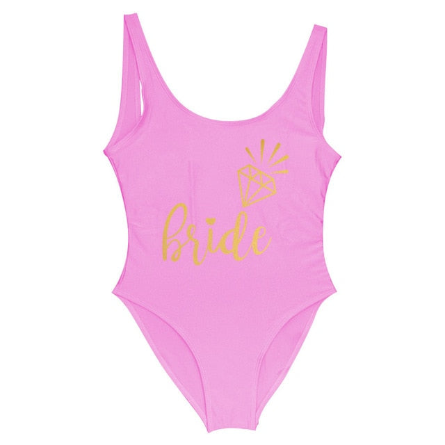 Bachelorette One Piece Swimsuit Bride Squad