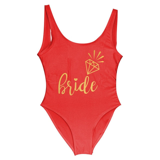Bachelorette One Piece Swimsuit Bride Squad