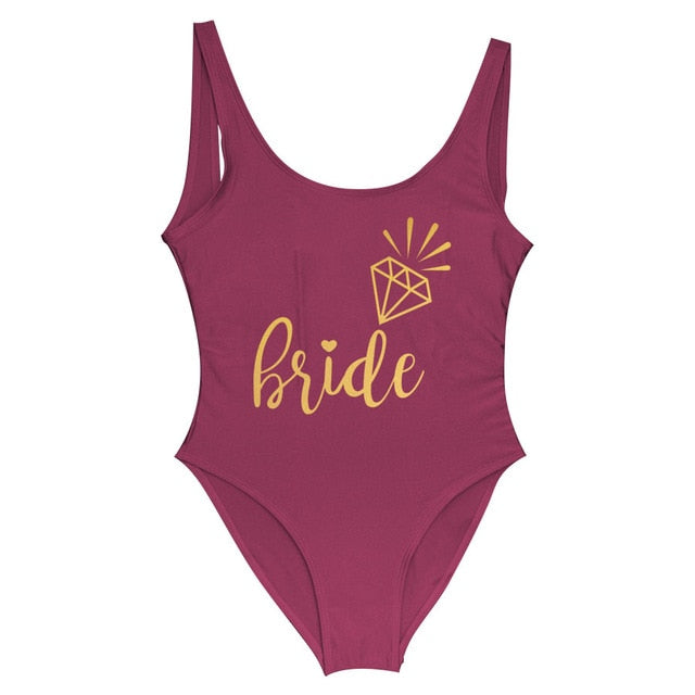 Bachelorette One Piece Swimsuit Bride Squad