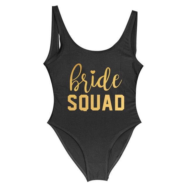 Bachelorette One Piece Swimsuit Bride Squad