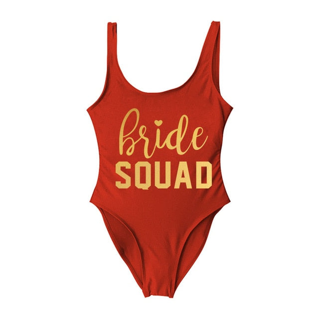Bachelorette One Piece Swimsuit Bride Squad