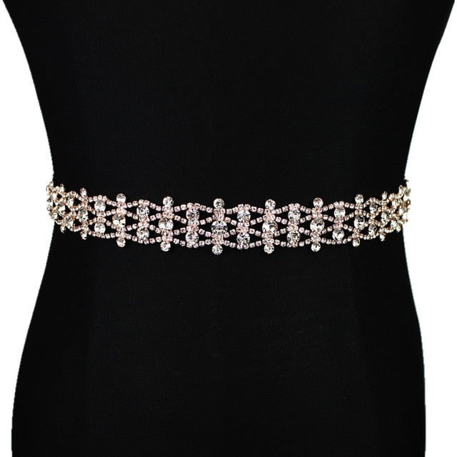 Silver Bridal Belt Rhinestone Waistband