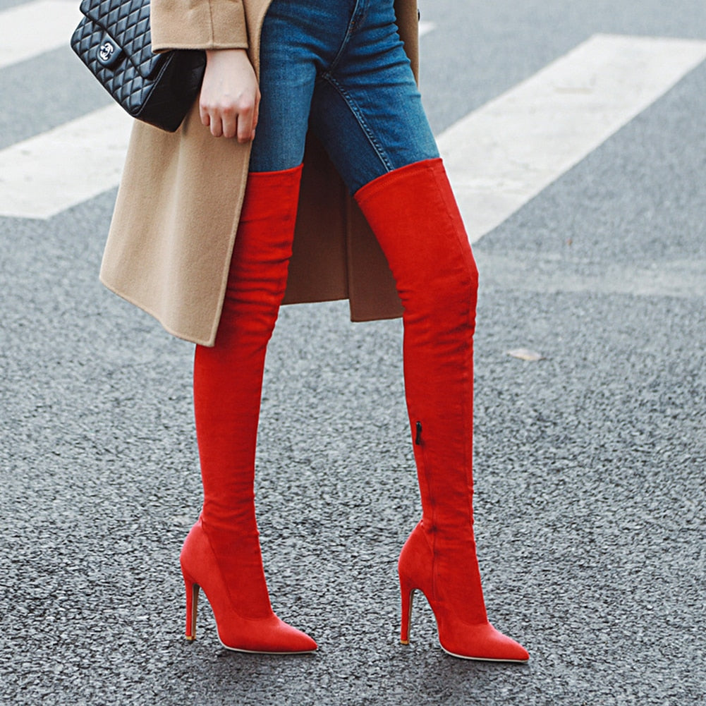 4 COLORS Over the Knee High Heel Boots /Botas de mujer