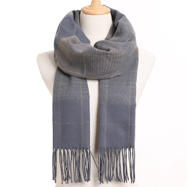 Mens Luxury Design Scarf Foulard Plaid Scarves Poncho Casual Winter