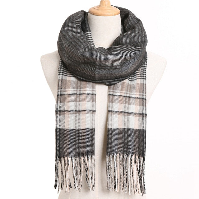 Mens Luxury Design Scarf Foulard Plaid Scarves Poncho Casual Winter
