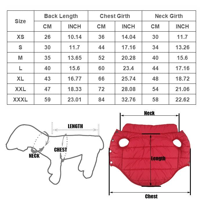 Winter Pet Dog Coat Vest Warm Clothes