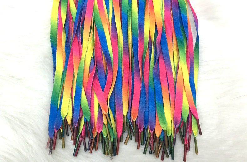 Rainbow Shoe Laces Gradient Print Flat Canvas Shoestring