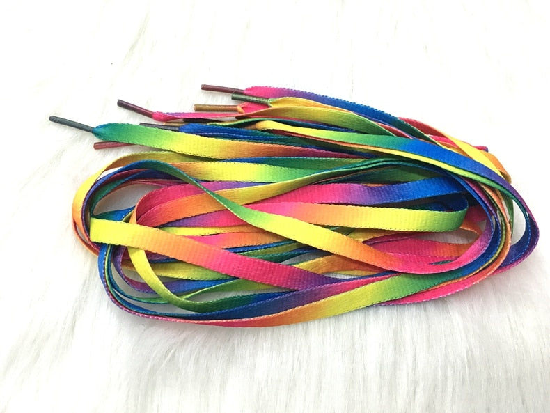 Rainbow Shoe Laces Gradient Print Flat Canvas Shoestring