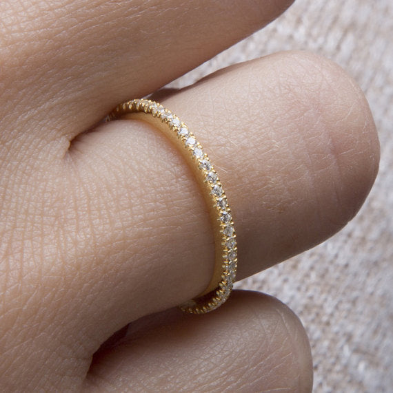 Sterling Silver 925 CZ Eternity Ring Band
