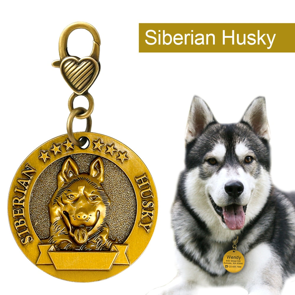 Dog ID Name Tag Engraved Personalized Metal