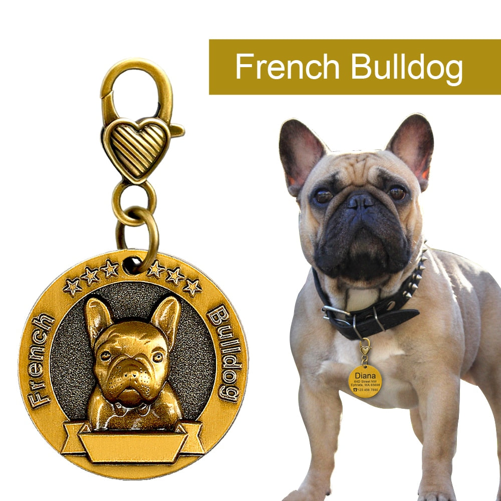 Dog ID Name Tag Engraved Personalized Metal