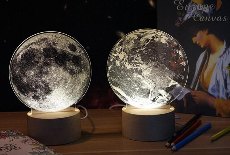 LED 3D Moon Night Light Unicorn Lamp