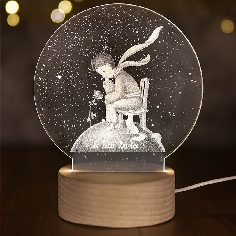 LED 3D Moon Night Light Unicorn Lamp
