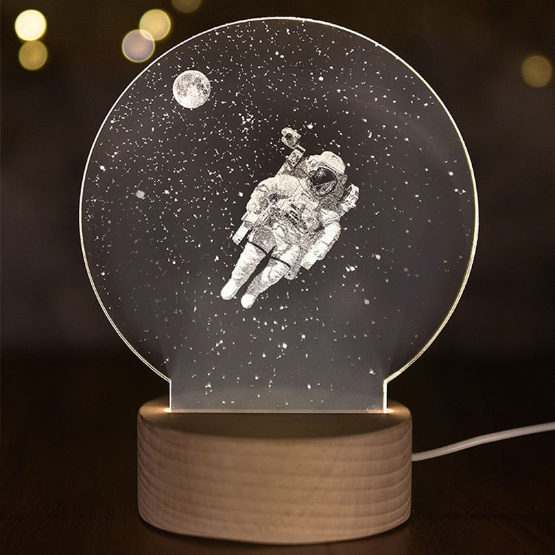 LED 3D Moon Night Light Unicorn Lamp