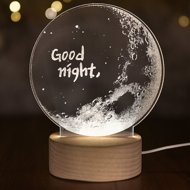 LED 3D Moon Night Light Unicorn Lamp