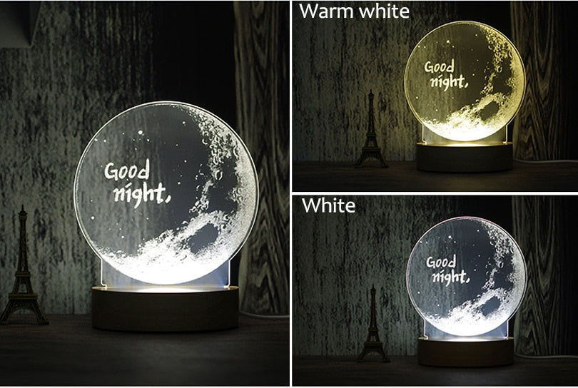 LED 3D Moon Night Light Unicorn Lamp