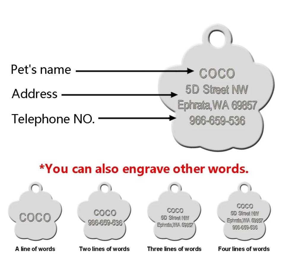 Paw Custom Dog Tag Pet Collar ID Name Tags