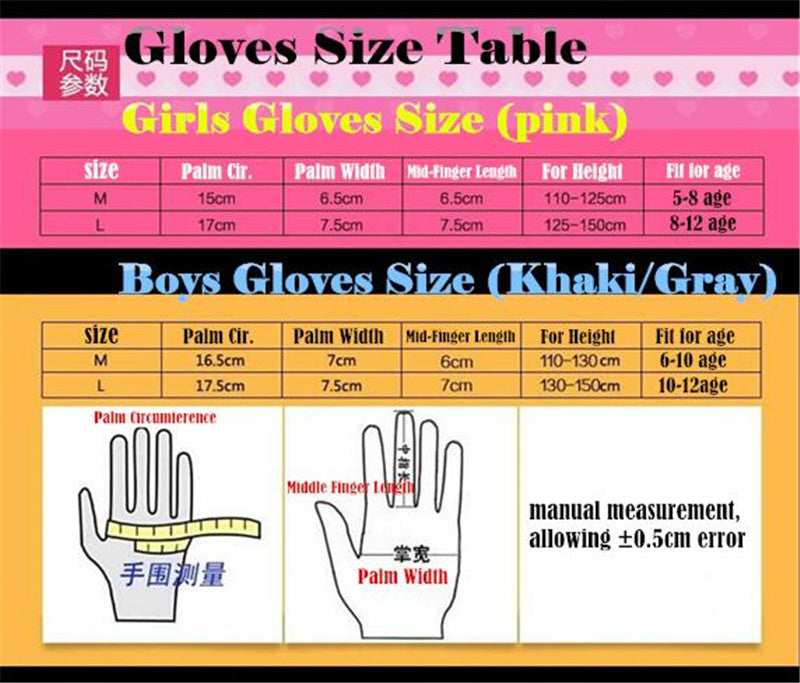 Children Ski Gloves Winter Cartoon Bear Princess Snow