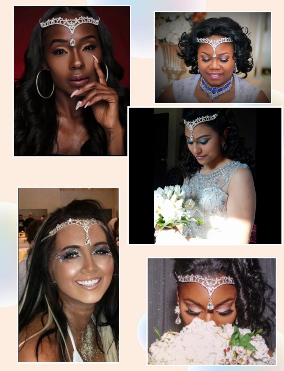 Crystal Flower Forehead Tikka Indian Crown