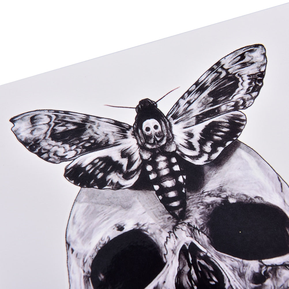 Skull Moth Rose Waterproof Temporary Tattoo