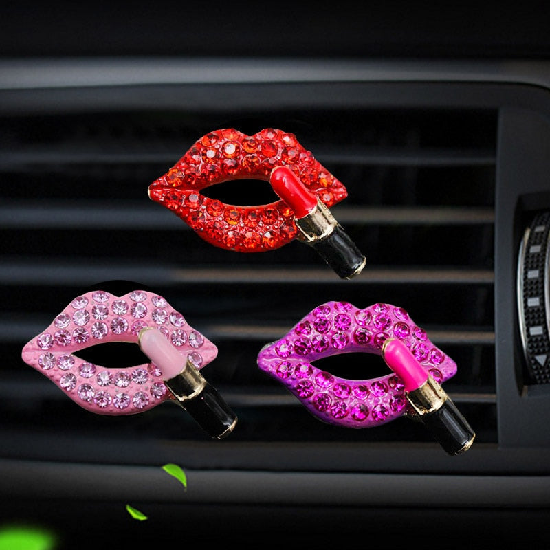 Air Vent Rhinestone Diamond Lipstick Decoration