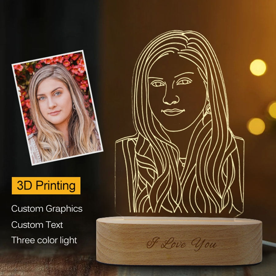 Personalized 3D Photo Night Light USB Lamp Gift
