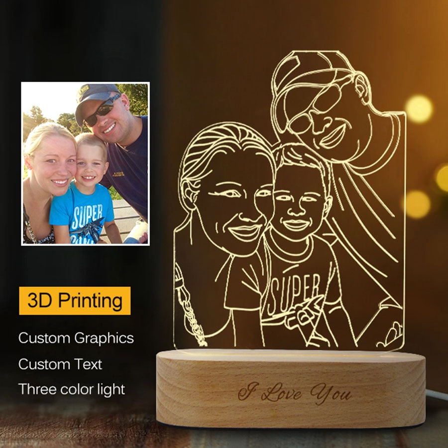 Personalized 3D Photo Night Light USB Lamp Gift