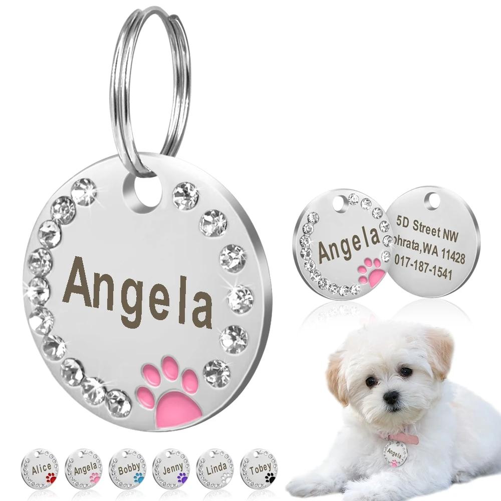 Bling Dog Tag Personalized Pet Name ID