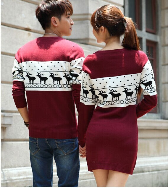 Couples Matching Christmas Deer Sweater