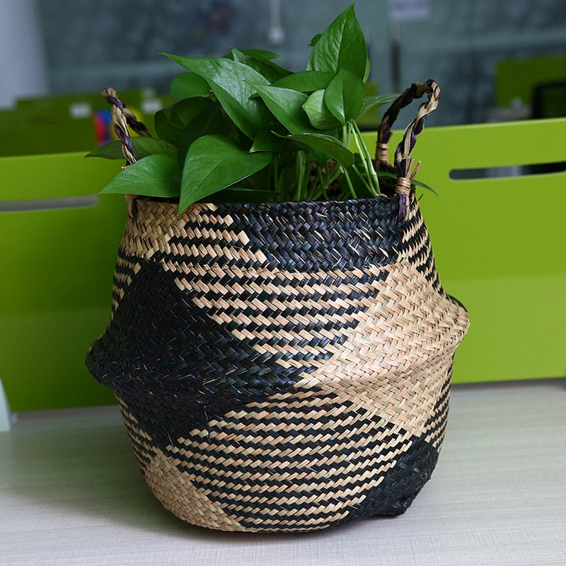 Handmade Rattan Woven Flower Basket Decor
