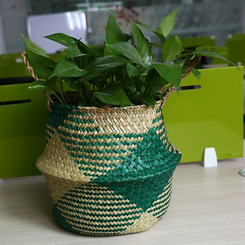 Handmade Rattan Woven Flower Basket Decor
