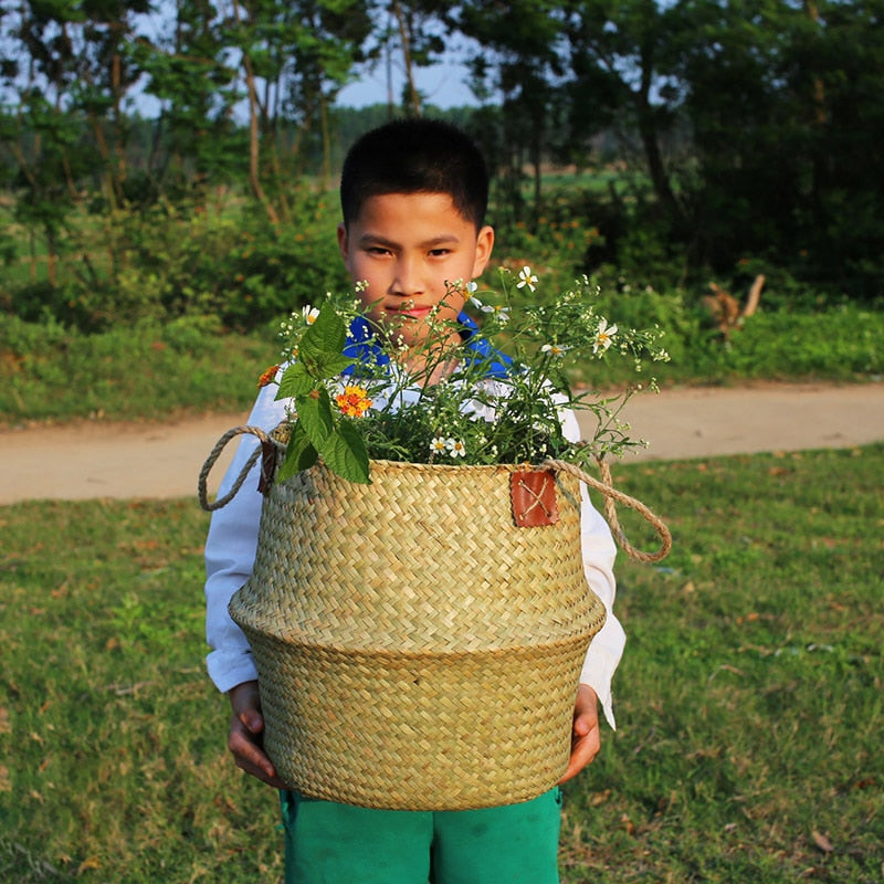 Handmade Rattan Woven Flower Basket Decor