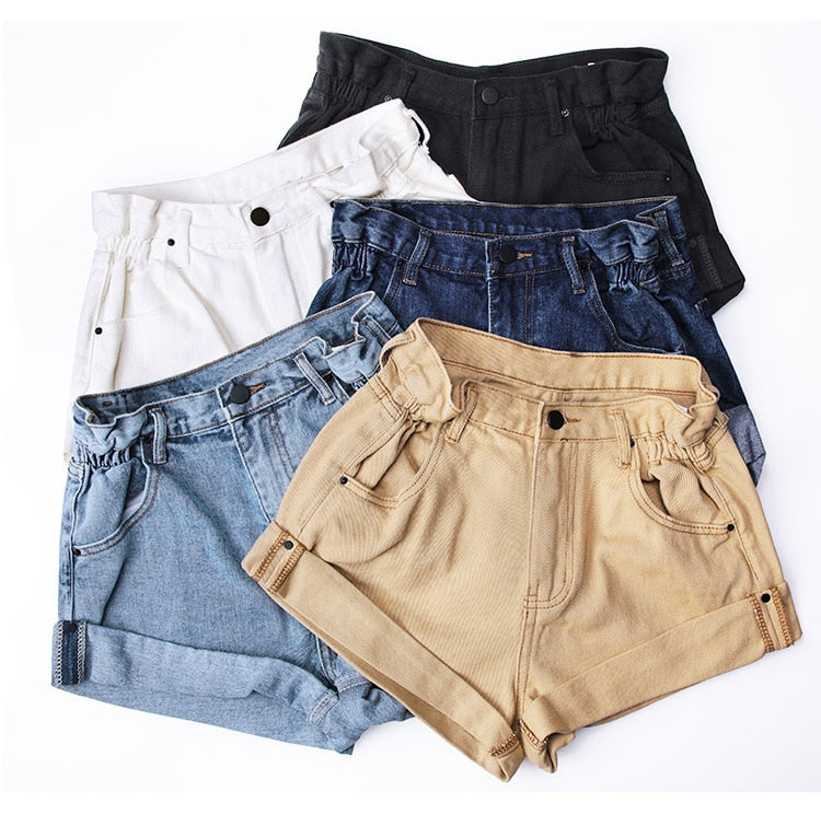 Womens Vintage Denim Shorts Jeans Wide Leg High Waist