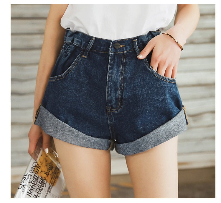 Womens Vintage Denim Shorts Jeans Wide Leg High Waist