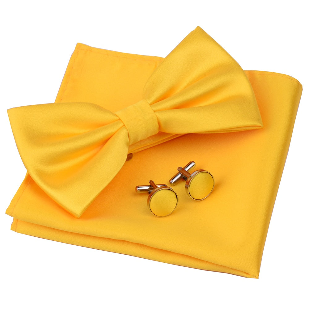 Double Fold Bowties Hanky Cufflinks Gift