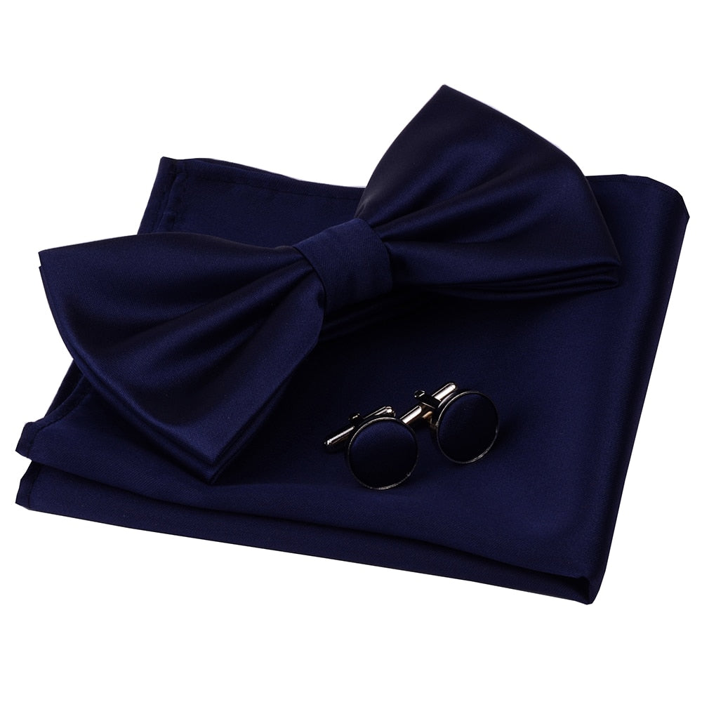Double Fold Bowties Hanky Cufflinks Gift