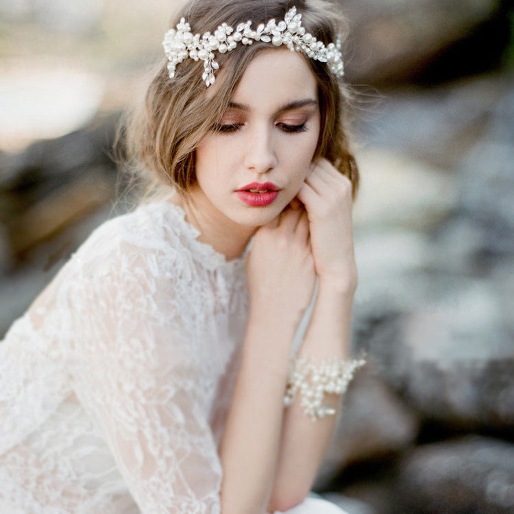 Rose Gold Pearl Crystal Hairband