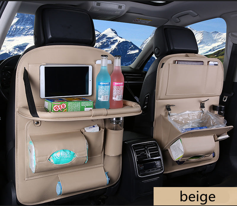 Leather Car Back Seat Table Organizer