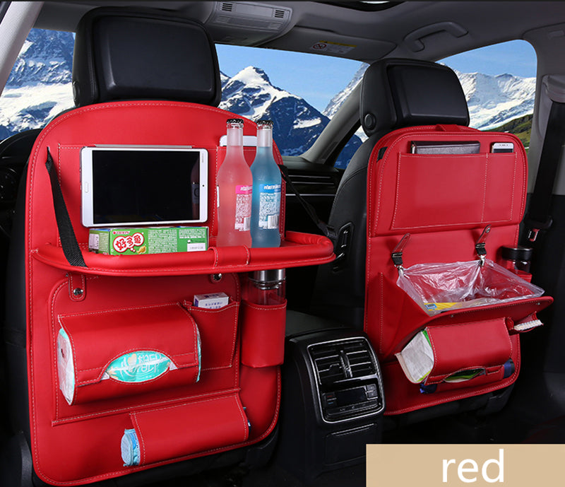 Leather Car Back Seat Table Organizer