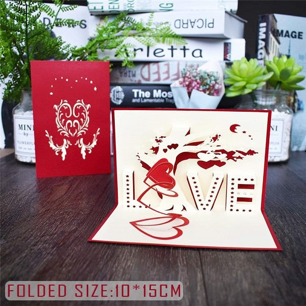 3D Pop Up Valentines Wedding Love Engagement Card